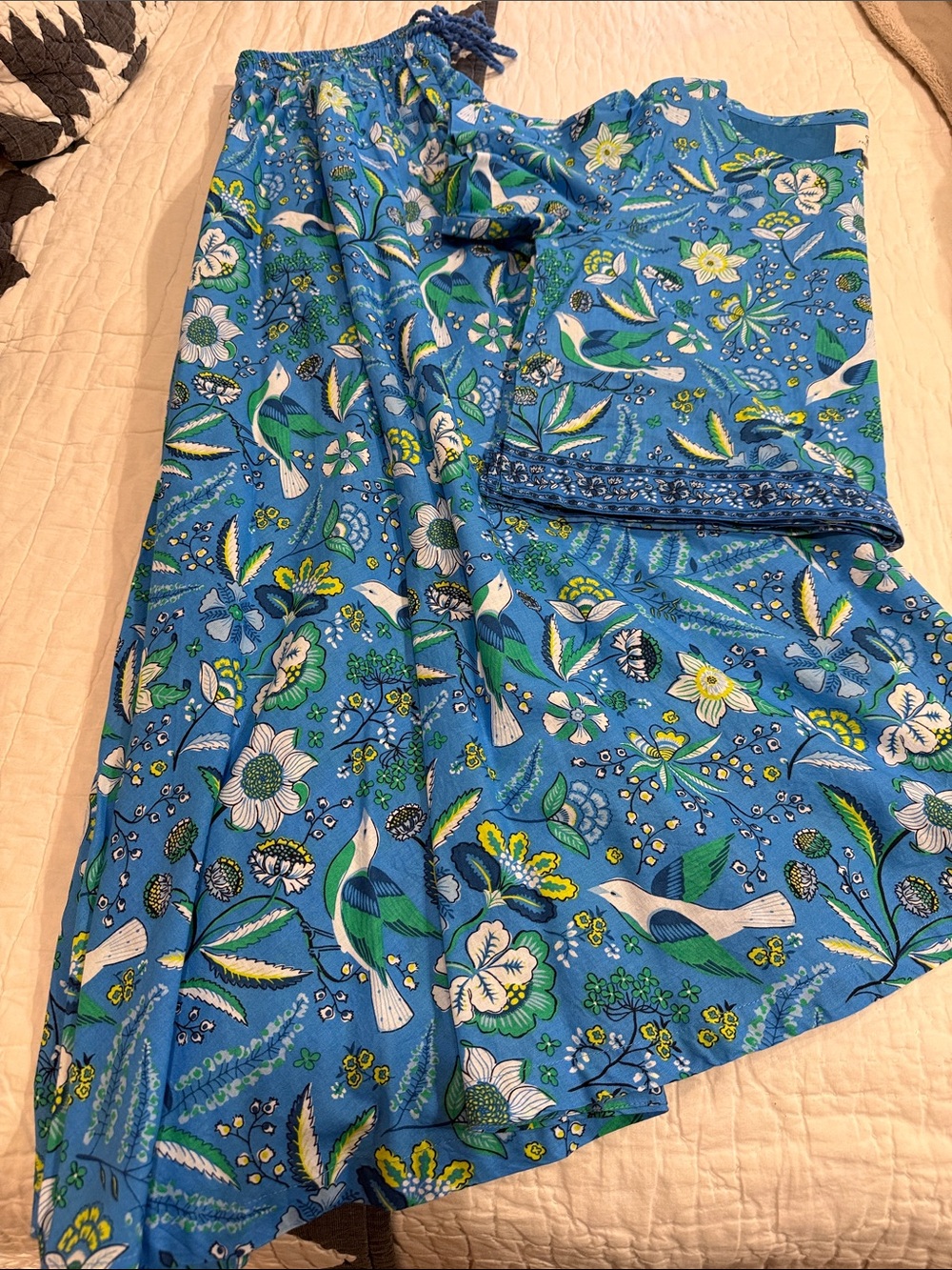 Print Fresh Blue Floral & Bird Print Women’s set